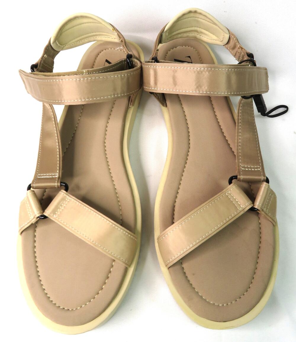 New ZARA Women's Beige Satin Effect Strappy Sandals Sz 11 EU 42